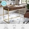 Martha Stewart 19.75 in. D X 47.25 in. W X Engineered Wood, Steel, Walnut/Polished Brass ZG-ZP-028-BR-GLD-MS - alternate 8